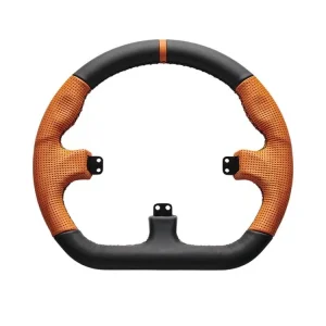Asetek Closed D Orange Leather Rim – handcrafted sim racing wheel rim